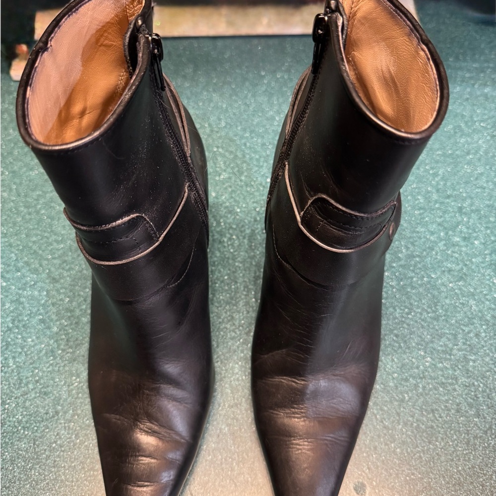 Manolo Blahnik Black Leather Ankle Boots